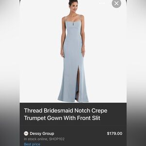 Light Blue Crepe Trumpet Gown